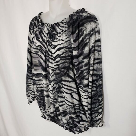 Isabella Rodriguez Blouse Womens Size XL Animal Print Elastic Waist 3/4 Sleeve - Picture 5 of 9